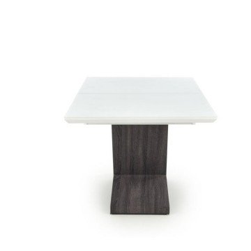 Фото1.Обеденный стол раскладной MORTIS HALMAR белый глянец/темно-серый